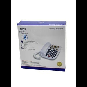 SMPL Corded Photo Phone w/ Large Buttons & Flashing Alerts White
